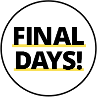 Text in bold circle: Final days.