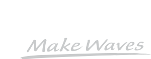 Yamaha logo with Make Waves slogan, in white on a transparent background.