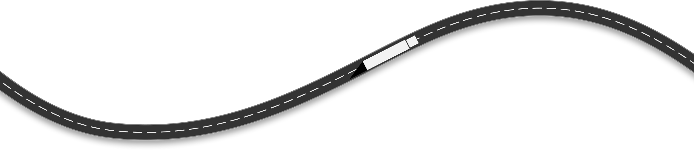 Illustration of a winding road with a white van traveling along it.
